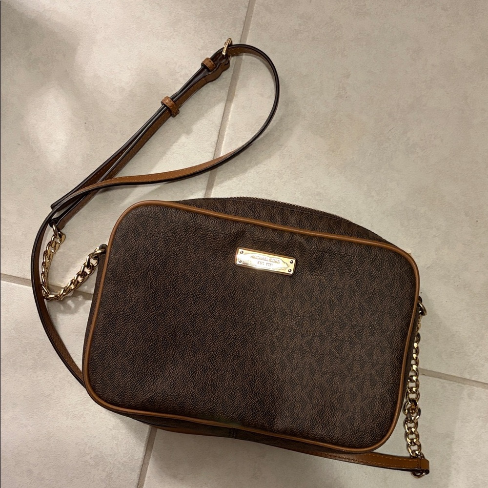 Michael Kors Brown Crossbody Bag with Gold Chain